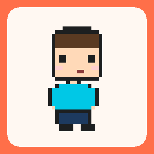 Pixel art bowl-cut buddy template on a 32×32 grid