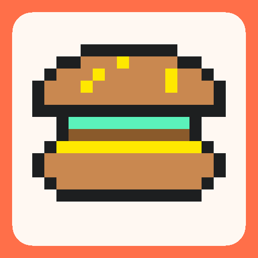 Pixel art burger time template on a 32×32 grid
