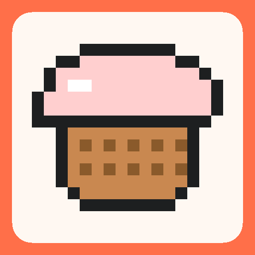 Pixel art ice cream cone template on a 32×32 grid