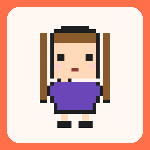 Pixel art long-hair daydreamer template on a 32×32 grid