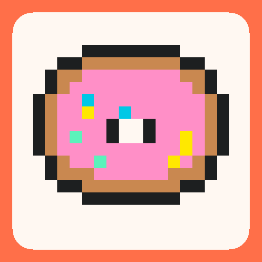 Pixel art sprinkle donut template on a 32×32 grid