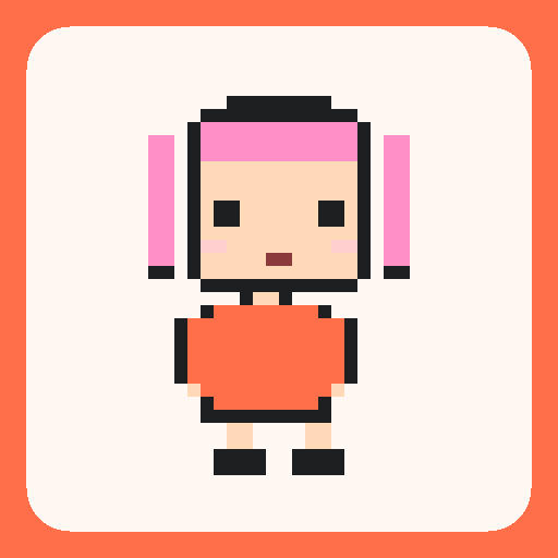Pixel art twin-tail sweetheart template on a 32×32 grid